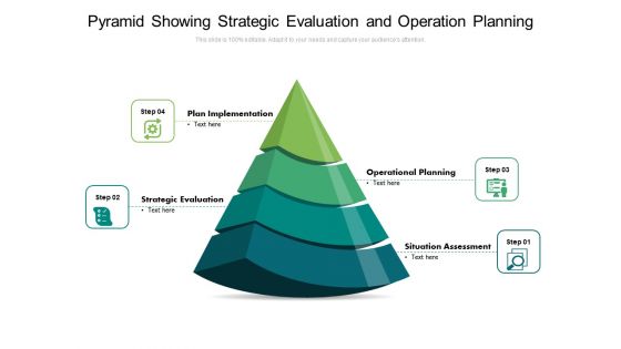 Pyramid Showing Strategic Evaluation And Operation Planning Ppt PowerPoint Presentation File Demonstration PDF
