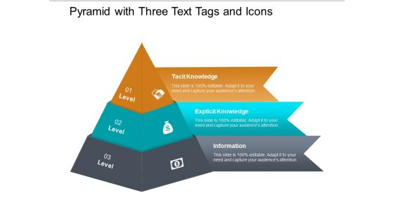 Pyramid With Three Text Tags And Icons Ppt PowerPoint Presentation Slides Structure