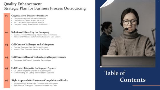 Quality Enhancement Strategic Plan For Business Process Outsourcing Ppt PowerPoint Presentation Complete Deck With Slides