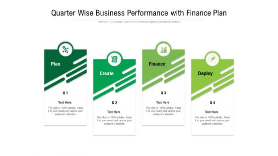 Quarter Wise Business Performance With Finance Plan Ppt PowerPoint Presentation Icon Template PDF