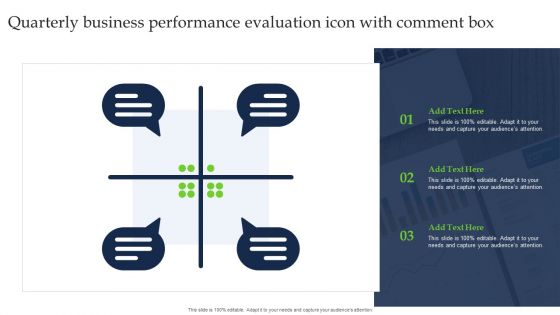 Quarterly Business Performance Evaluation Icon With Comment Box Professional PDF