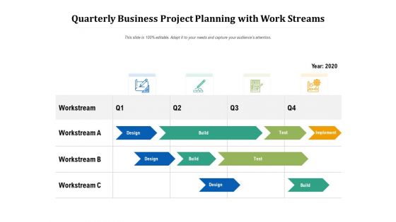 Quarterly Business Project Planning With Work Streams Ppt PowerPoint Presentation Layouts Visual Aids PDF