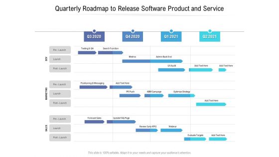 Quarterly Roadmap To Release Software Product And Service Brochure