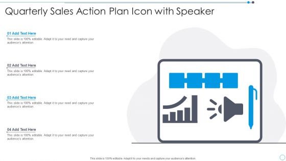 Quarterly Sales Action Plan Icon With Speaker Designs PDF
