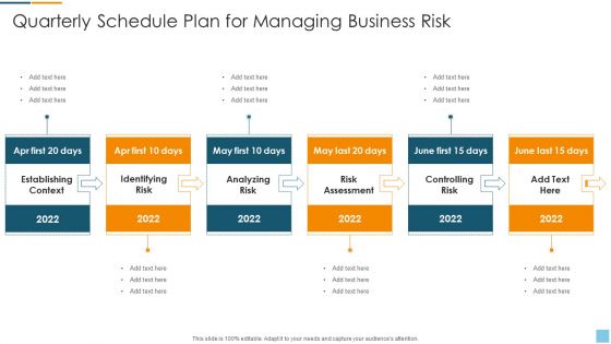 Quarterly Schedule Plan For Managing Business Risk Microsoft PDF