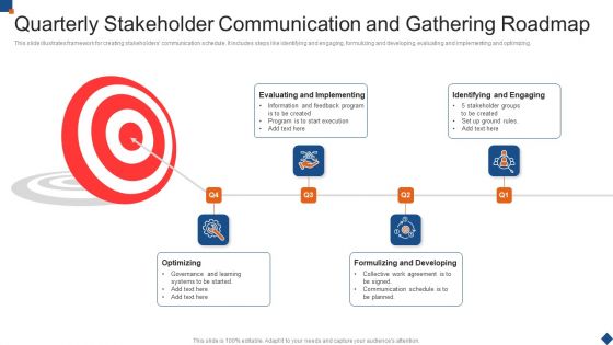 Quarterly Stakeholder Communication And Gathering Roadmap Graphics PDF