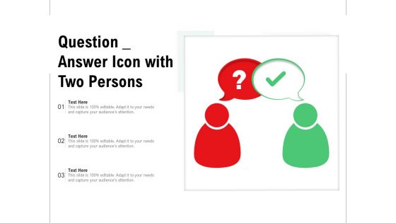 Question Answer Icon With Two Persons Ppt PowerPoint Presentation Portfolio Vector PDF