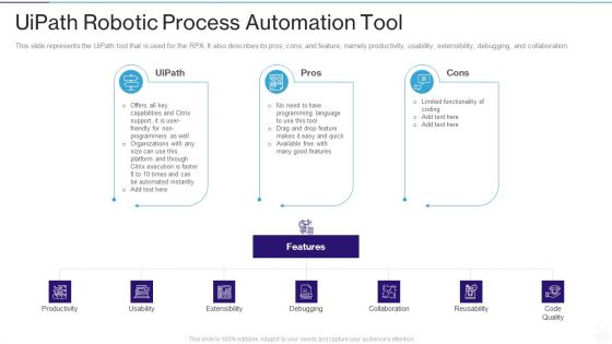 RPA IT Uipath Robotic Process Automation Tool Ppt Layouts Microsoft PDF
