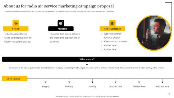 Radio Air Service Marketing Campaign Proposal Ppt PowerPoint Presentation Complete Deck With Slides