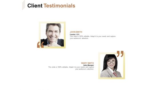 Raise Capital For Business Client Testimonials Ppt Model Pictures PDF