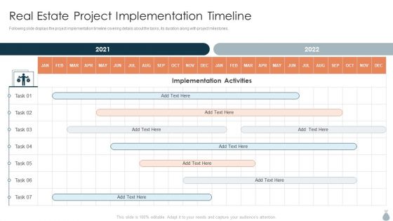 Real Estate Development Project Financing Real Estate Project Implementation Timeline Infographics PDF