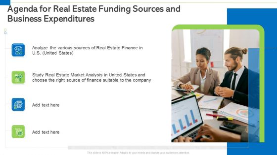 Real Estate Funding Sources And Business Expenditures Professional PDF Ppt PowerPoint Presentation Complete Deck With Slides