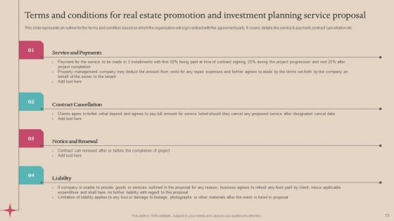 Real Estate Promotion And Investment Planning Service Proposal Ppt PowerPoint Presentation Complete Deck With Slides