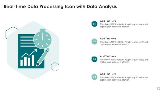 Real Time Data Processing Icon With Data Analysis Ppt Slide PDF