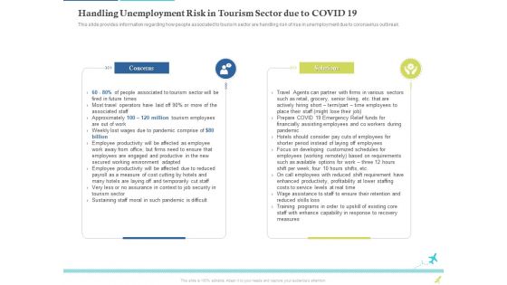 Rebuilding Travel Industry After COVID 19 Handling Unemployment Risk In Tourism Sector Due To COVID 19 Template PDF