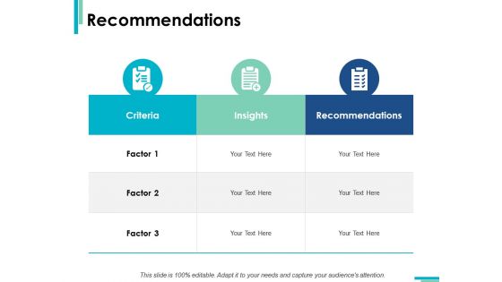 Recommendations Criteria Ppt PowerPoint Presentation Slides Visual Aids