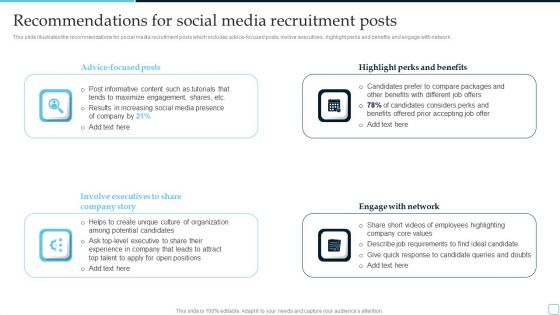 Recommendations For Social Media Recruitment Posts Tactical Plan To Enhance Social Media Hiring Process Microsoft PDF Recommendations For Social Media Recruitment Posts Tactical Plan To Enhance Social Media Hiring Process Microsoft PDF