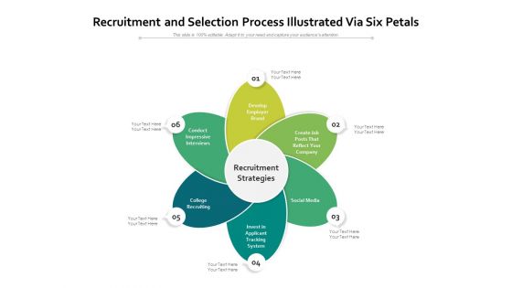 Recruitment And Selection Process Illustrated Via Six Petals Ppt PowerPoint Presentation Influencers PDF