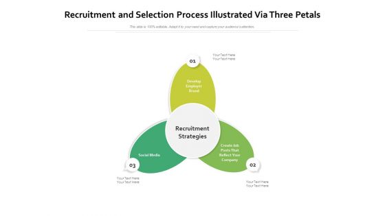 Recruitment And Selection Process Illustrated Via Three Petals Ppt PowerPoint Presentation Pictures Backgrounds PDF