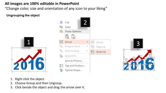 Red Growth Arrow With 2016 Year Powerpoint Templates