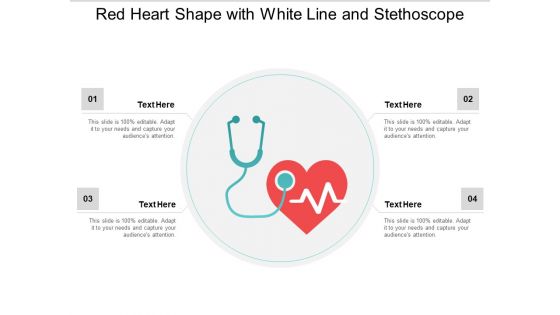 Red Heart Shape With White Line And Stethoscope Ppt PowerPoint Presentation Infographics Graphics