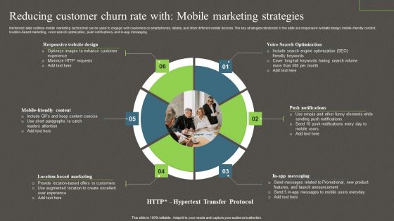 Reducing Customer Churn Rate With Mobile Marketing Strategies Ppt PowerPoint Presentation File Portfolio PDF