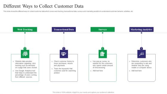 Reducing Customer Turnover Rates Different Ways To Collect Customer Data Elements PDF