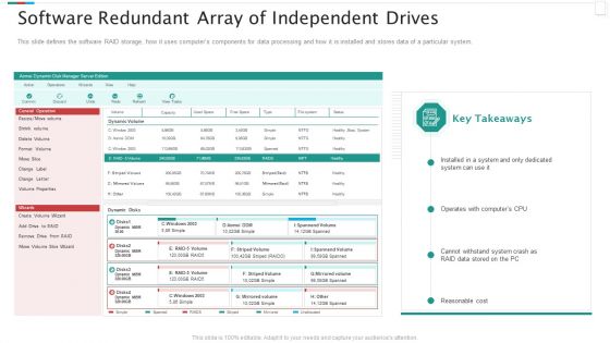 Redundant Array Of Independent Disks Storage IT Software Redundant Array Of Independent Drives Inspiration PDF