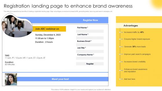 Registration Landing Page To Enhance Brand Awareness Ideas PDF