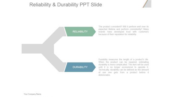 Reliability And Durability Ppt PowerPoint Presentation Template