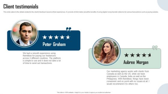 Remitbee Venture Capital Elevator Pitch Deck Client Testimonials Template PDF Remitbee Venture Capital Elevator Pitch Deck Client Testimonials Template PDF
