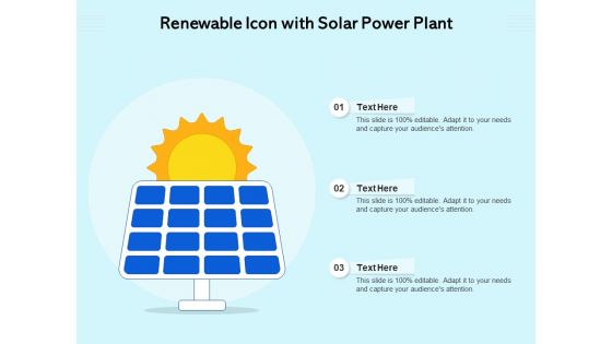 Renewable Icon With Solar Power Plant Ppt PowerPoint Presentation Icon Example File PDF