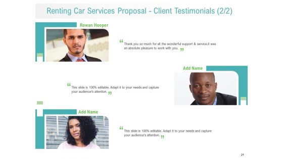 Renting Car Services Proposal Ppt PowerPoint Presentation Complete Deck With Slides
