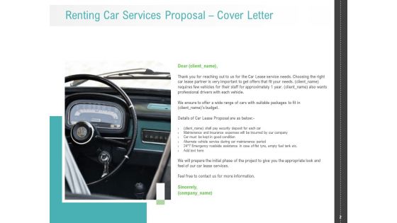 Renting Car Services Proposal Ppt PowerPoint Presentation Complete Deck With Slides