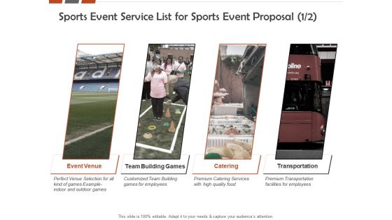 Request For Sporting Sports Event Service List For Sports Event Proposal Catering Ppt Icon Master Slide PDF