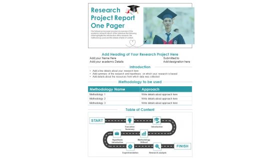 Research Project Report One Pager PDF Document PPT Template Research Project Report One Pager PDF Document PPT Template