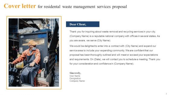 Residental Waste Management Services Proposal Ppt PowerPoint Presentation Complete Deck With Slides