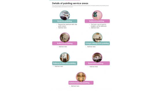 Residential Building Painting Details Of Painting Service Areas One Pager Sample Example Document