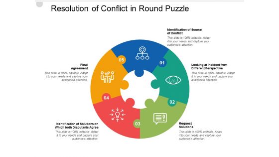 Resolution Of Conflict In Round Puzzle Ppt PowerPoint Presentation Icon Infographics
