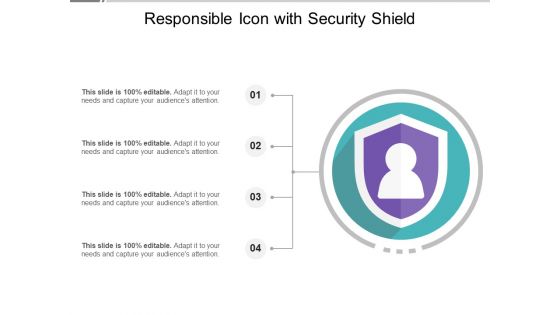 Responsible Icon With Security Shield Ppt PowerPoint Presentation File Background Image PDF