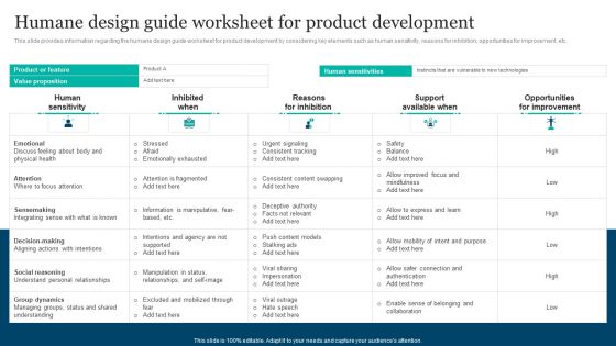 Responsible Technology Playbook Humane Design Guide Worksheet For Product Development Introduction PDF