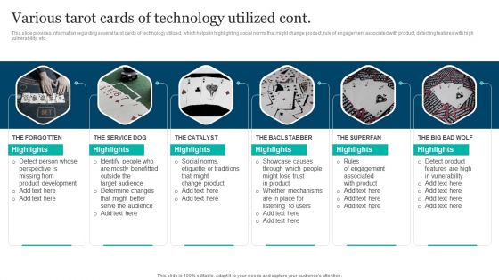 Responsible Technology Playbook Various Tarot Cards Of Technology Utilized Topics PDF