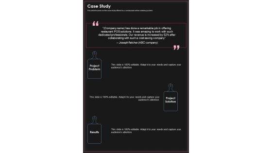 Restaurant Point Of Sale Proposal Case Study One Pager Sample Example Document Restaurant Point Of Sale Proposal Case Study One Pager Sample Example Document