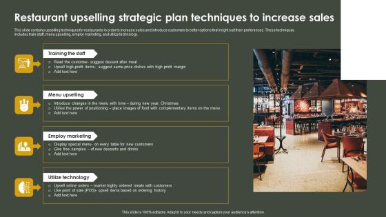 Restaurant Upselling Strategic Plan Techniques To Increase Sales Slides PDF Restaurant Upselling Strategic Plan Techniques To Increase Sales Slides PDF