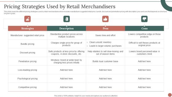 Retail Business Product Planning Procedure Pricing Strategies Used By Retail Merchandisers Brochure PDF Retail Business Product Planning Procedure Pricing Strategies Used By Retail Merchandisers Brochure PDF