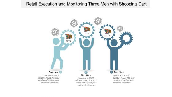 Retail Execution And Monitoring Three Men With Shopping Cart Ppt Powerpoint Presentation Portfolio Introduction