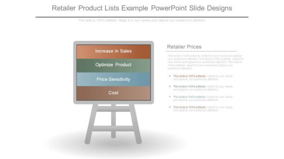 Retailer Product Lists Example Powerpoint Slide Designs