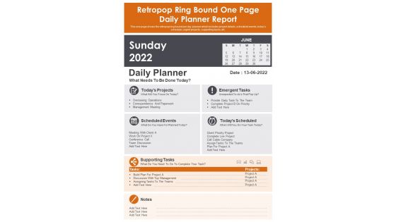 Retropop Ring Bound One Page Daily Planner Report PDF Document PPT Template Retropop Ring Bound One Page Daily Planner Report PDF Document PPT Template