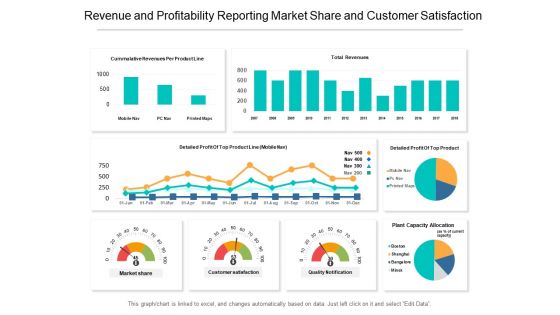 Revenue And Profitability Reporting Market Share And Customer Satisfaction Ppt PowerPoint Presentation Styles Format Ideas