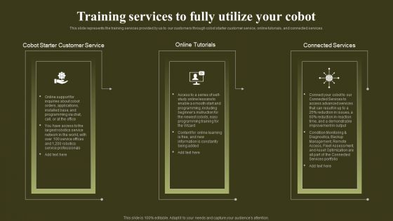Revolutionizing Human Machine Collaboration Cobots Training Services To Fully Utilize Your Cobot Structure PDF